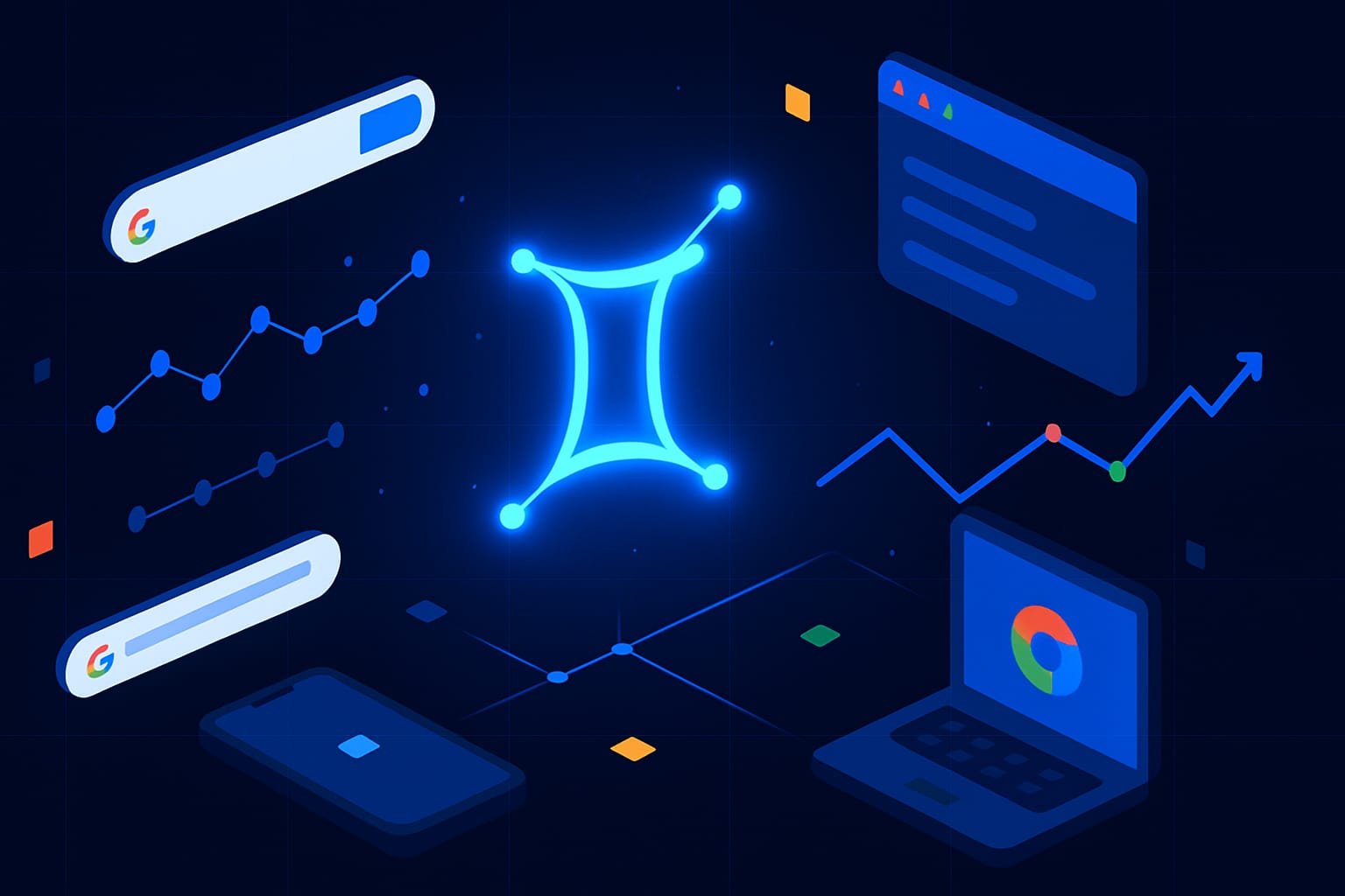 Gemini Dominates Google 2025 - Illustration of Google's AI dominance