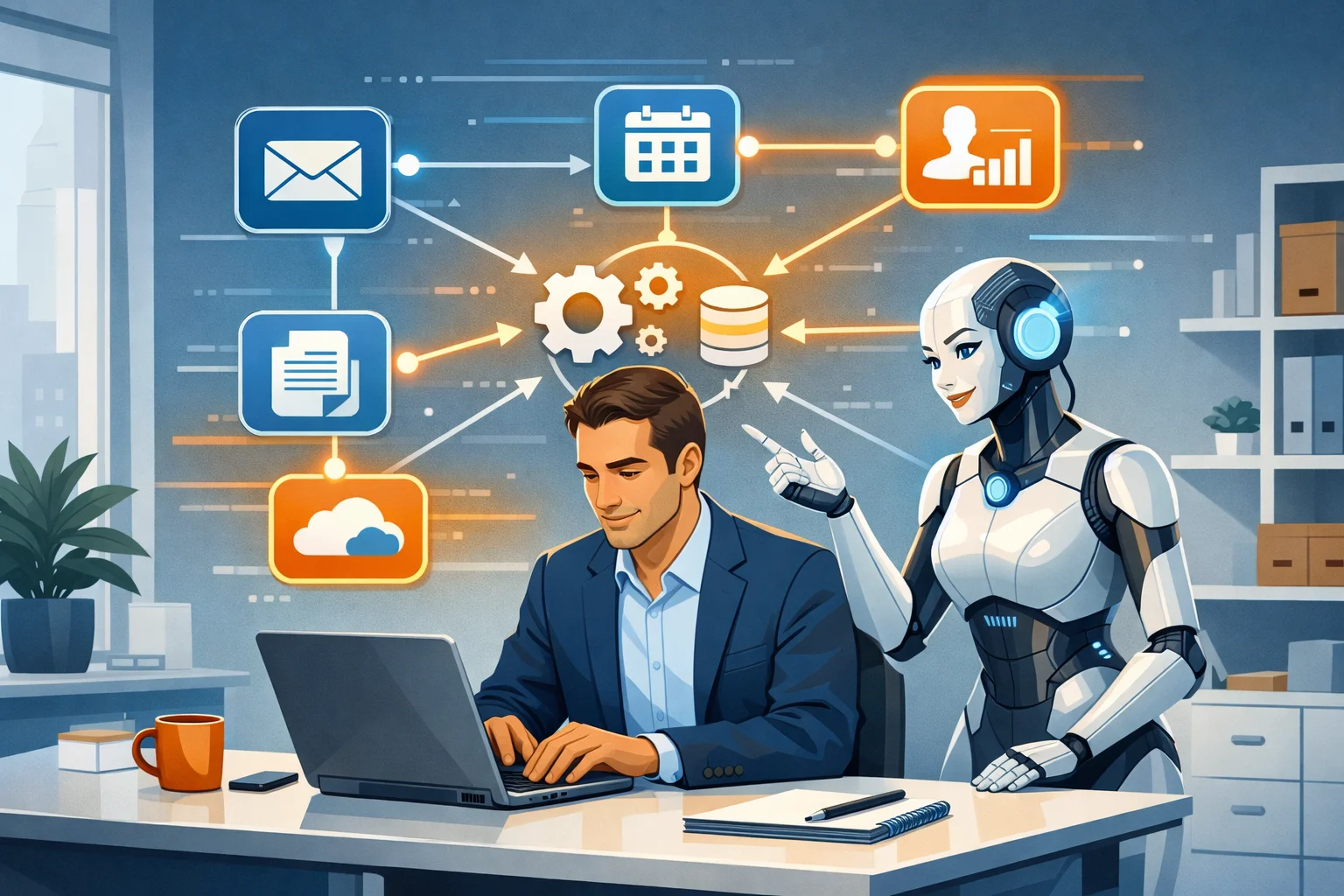 AI agent assisting a professional with automated workflow