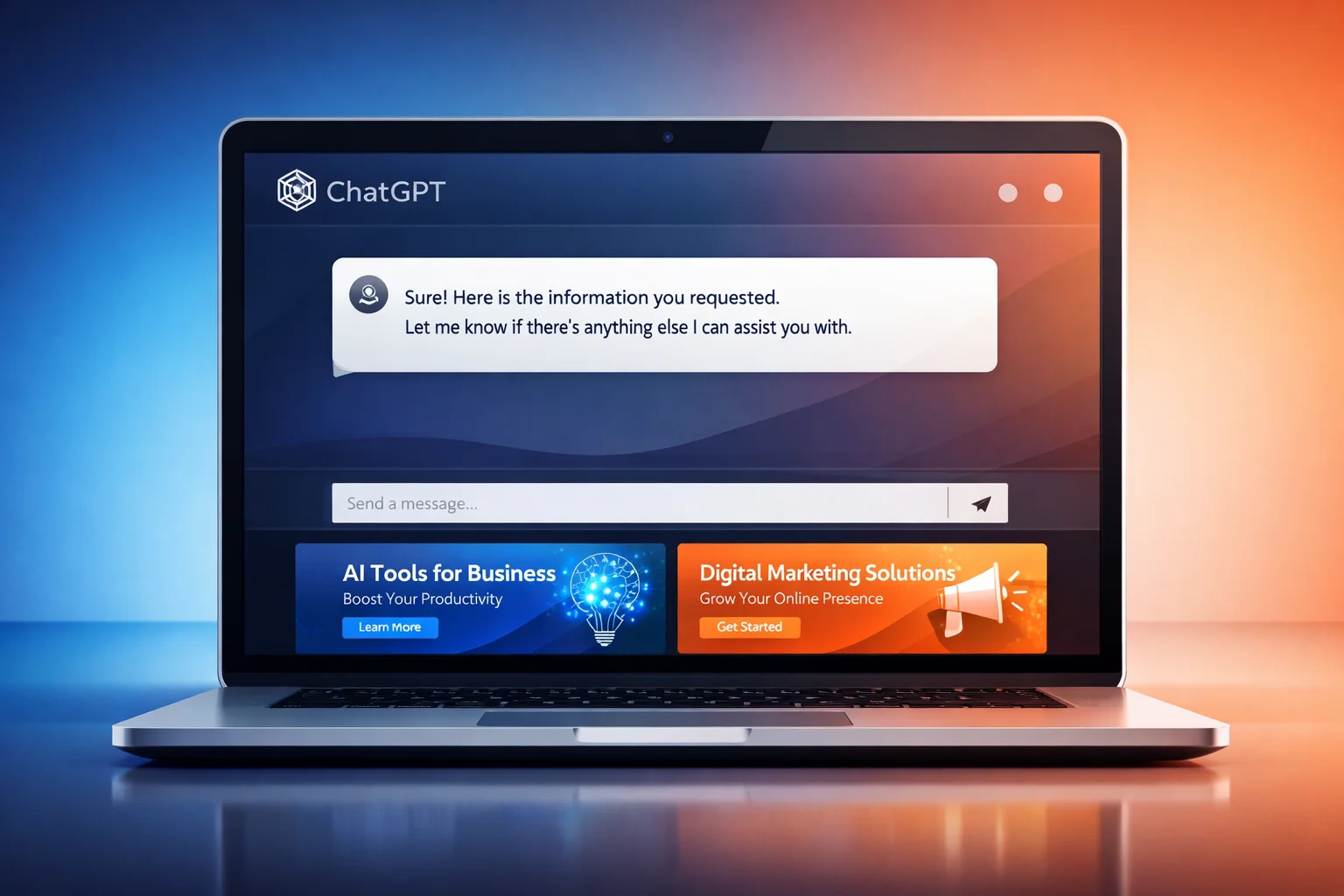 OpenAI tests ads in ChatGPT - conceptual illustration