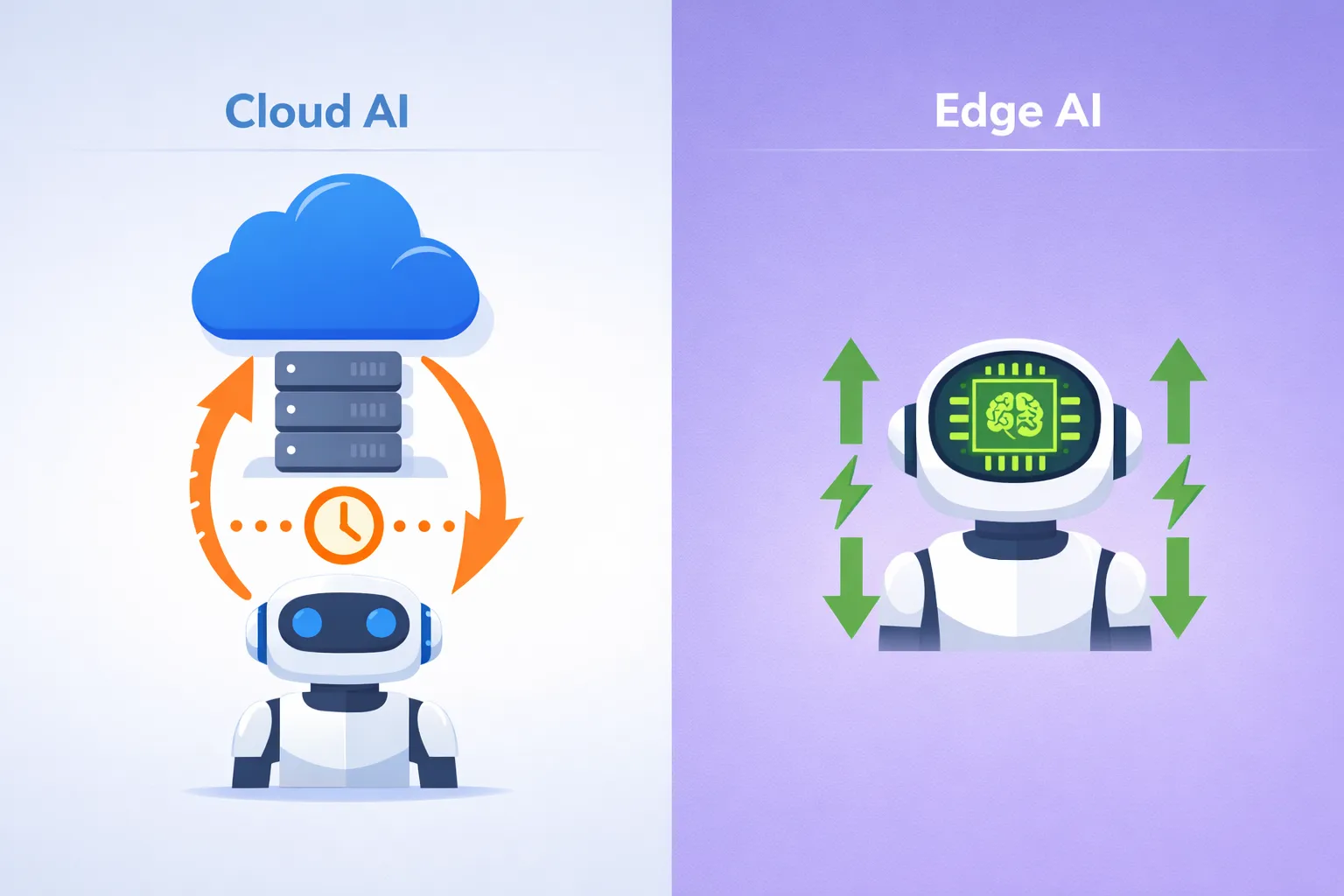 Comparison between Cloud AI and Edge AI for robotics