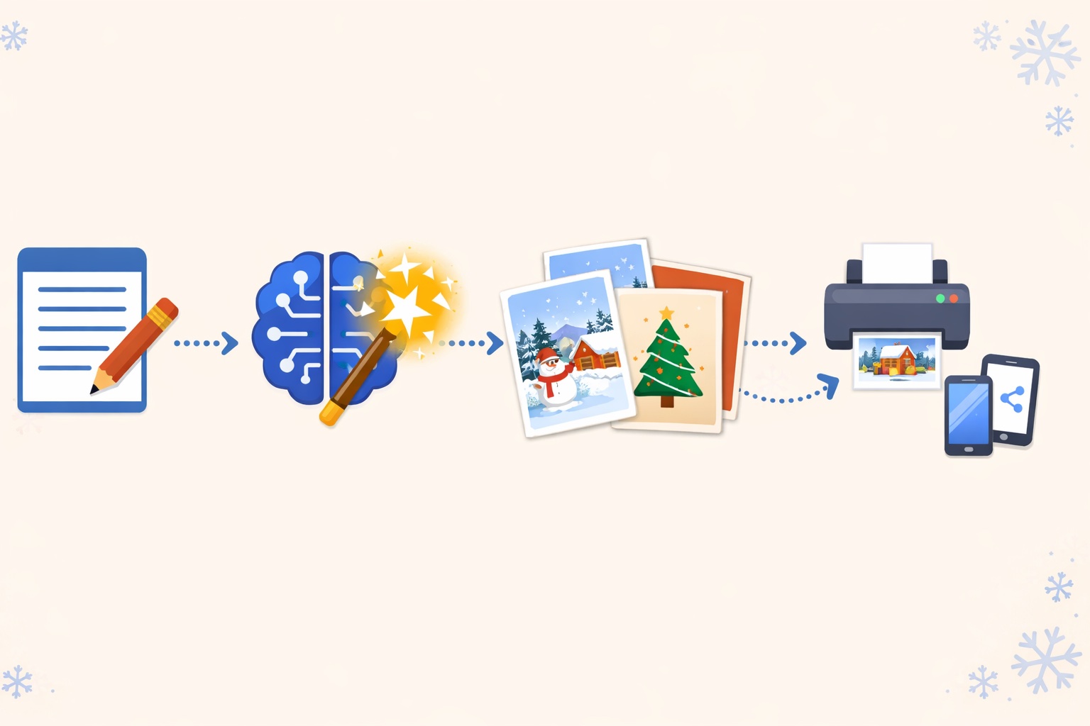 Examples of Christmas cards generated with Midjourney v7